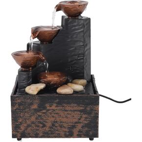 USB Mini Tabletop Water Fountain with LED Lights for Home Decor
