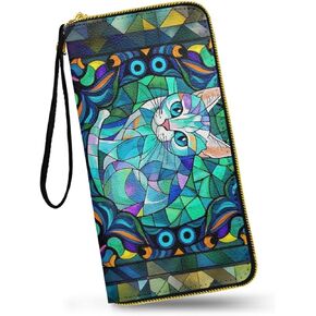 Chickens Print Leather Long Zipper Pouch Wallet for Women, Farm Rooster Pattern Phone Holder Clutch Travel Purse Wristlet, Black