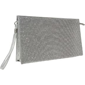 HUANG ZHUANG Large Wristlet Handbag for Women Evening Bags Envelope Clutches Purses with Rhinestones Party Prom Handbag