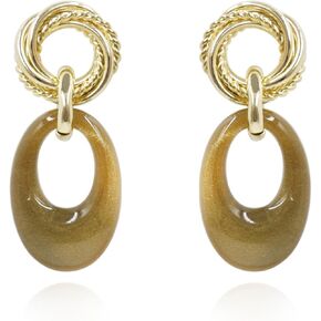 CW 18K gold-plated green large dangle earrings,retro vacation style exquisite flowing sand gold earrings for women trendy.