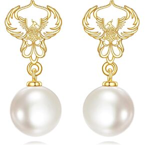 KECHO 14K Gold Dangle Drop Earring for Women Pearl Jewelry Birthday Gifts for Her Brides Weddings