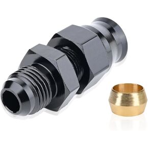 6AN Male Flare to 5/16"Hardline Compression Fitting Adapter Straight Connector Aluminum Alloy Black Anodized.