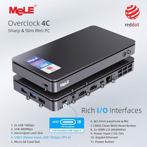MeLE Quieter3Q Fanless Mini PC Windows 11 pro Celeron N5105 16GB 512GB, Portable Desktop HDMI Wifi6 Gigabit Ethernet, Micro PC Unlock Bios Auto Power on, SSD PXE on Astrophotography Telephotography in Saudi Arabia