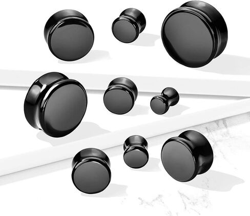 Ear gauges Solid Black Obsidian Ear Plugs soscene Double Saddle in Saudi Arabia