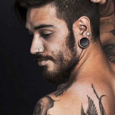 Ear gauges Solid Black Obsidian Ear Plugs soscene Double Saddle in Saudi Arabia