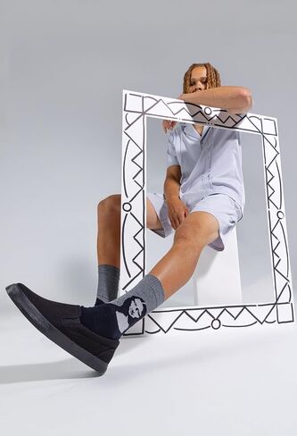 زوج من الجوارب الرجالية من Hot Sox Creation of Adam Crew، مجموعة من الجوارب الرجالية، مقاس الحذاء الرجالي: 6.5-12 in Saudi Arabia