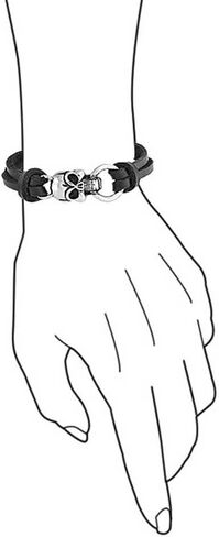 Skull Heads Genuine Black Leather Studded Rivet Stainless Steel Cuff Bracelet for Men Goth Bikers Belt Buckle in Saudi Arabia