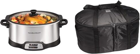 Hamilton Beach 33663 Programmable Slow Cooker Stovetop-Safe Sear & Cook Crock, Travel Lid Lock for Portable Transport, 6 Quart, Silver in Saudi Arabia