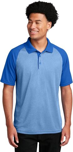 Sport-Tek PosiCharge RacerMesh Raglan Heather Block Polo XL Grey Heather/Black in Kuwait