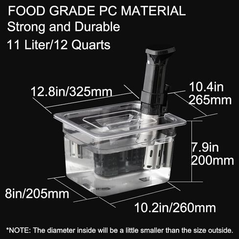 Sous Vide Container with Lid 11 Liter/12 Quarts for Virtually All Immersion Circulators Cookers Crystal Clear Transparent Polycarbonate Accessories Kit (12 Quats with Lid) in Saudi Arabia