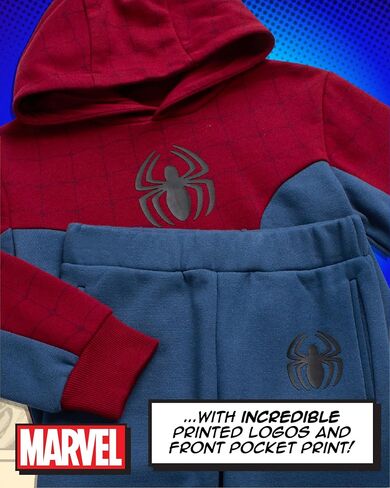 Marvel Boys Sweat Suit Set - 2 Piece Captain America Spiderman Fleece Pullover Graphic Hoodie and Sweatpants for Boys (3T-7) in Saudi Arabia