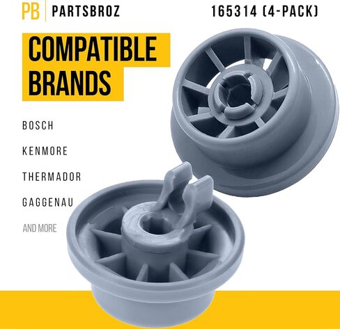 00165314 165314 Dishwasher Rack Wheels (8-Pack) by PartsBroz - Compatible Gaggenau, Kenmore, Thermador, Bosch Dishwasher Replacement Parts - Replaces AP2802428, PS3439123 - Upgraded, Durable Model in Saudi Arabia