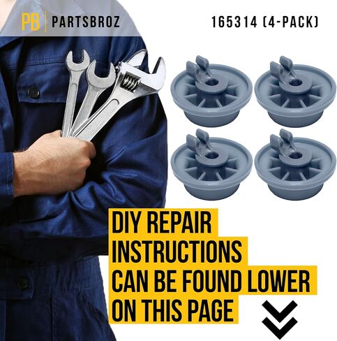 00165314 165314 Dishwasher Rack Wheels (8-Pack) by PartsBroz - Compatible Gaggenau, Kenmore, Thermador, Bosch Dishwasher Replacement Parts - Replaces AP2802428, PS3439123 - Upgraded, Durable Model in Saudi Arabia