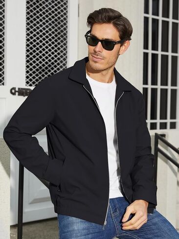 TACVASEN Mens Lightweight Windbreaker Full Zip Up Laydown Collar Jackets Light Casual Coat with Zip Pockets in Saudi Arabia