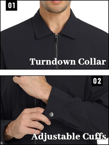 TACVASEN Mens Lightweight Windbreaker Full Zip Up Laydown Collar Jackets Light Casual Coat with Zip Pockets in Saudi Arabia