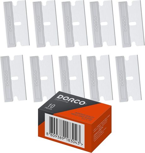 10 قطع، شفرة ذات حافة واحدة ذات جودة احترافية من DORCO - حافة حادة من الفولاذ الكربوني مع مقبض من الألومنيوم in Kuwait