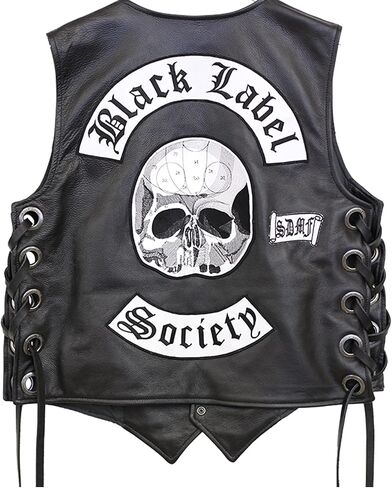 Men's Black Labeel Socity Skull Logo Biker Vest in Saudi Arabia