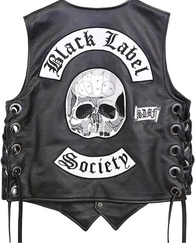Men's Black Labeel Socity Skull Logo Biker Vest in Saudi Arabia