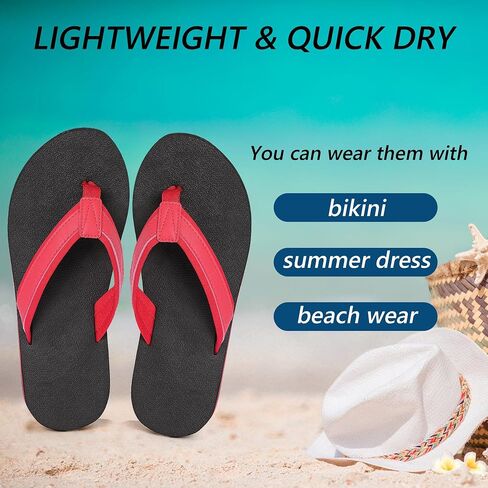 Women's Flip Flops Ladies Sandals Comfy Lightweight Thong Cushion Summer Beach Walking Indoor Outdoor in Kuwait