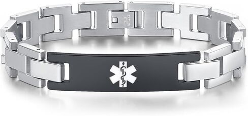 LinnaLove Titanium Medical Alert Bracelets for Men Women Black Medical id Bracelets in Kuwait