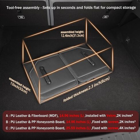 Trunk Organizer,car organizers and storage,black Leather Storage Box with lid,Fiberboard,Collapsible,2K inches³(size A) in Saudi Arabia