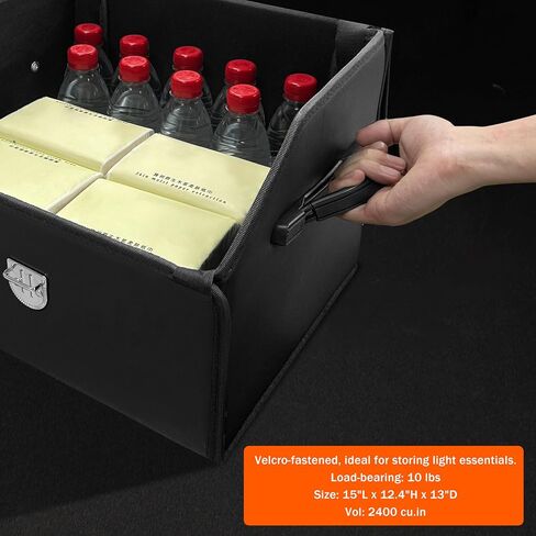 Trunk Organizer,car organizers and storage,black Leather Storage Box with lid,Fiberboard,Collapsible,2K inches³(size A) in Saudi Arabia