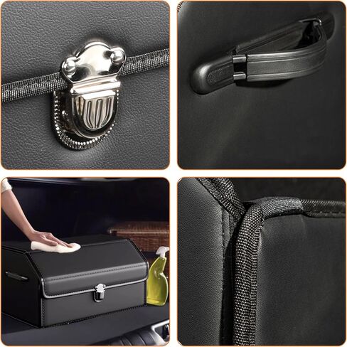Trunk Organizer,car organizers and storage,black Leather Storage Box with lid,Fiberboard,Collapsible,2K inches³(size A) in Saudi Arabia