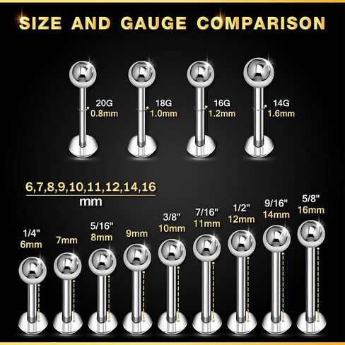 KJM FASHION 4 قطع Labret الشفاه خواتم الكرة العمودية Labret Auricle Rim للأمام حلق مونرو ثقب المجوهرات اختيار الحجم واللون in Kuwait