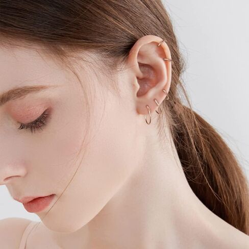 5Pairs Surgical Stainless Steel 16G Sleeper Cartilage Daith Tiny Small Hoop Earrings Mini Septum Hinged Clicker Nose Ring Helix Tragus Piercings Unisex Fashion Huggie Hoops Set 6-14MM in Saudi Arabia