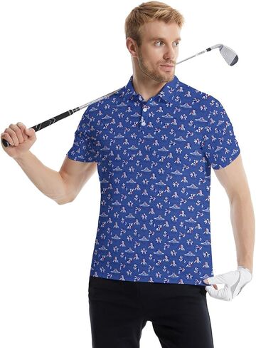 Golf Polo Shirts for Men Funny Short Sleeve Polo Shirts Golf Gifts Quick Dry Moisture Wicking Mens Hawaiian Polos Shirt in Saudi Arabia