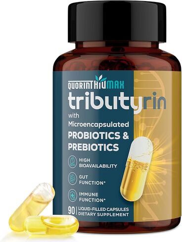 ملحق Tributyrin للأمعاء والمناعة 800mg | التوافر البيولوجي العالي مع البروبيوتيك والبريبايوتيك الدقيقة - مجمع ترينبرين المتقدم المليء بالسائل ، خالي من الغلوتين ، 90 كبسولة in Kuwait