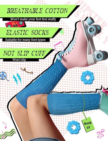 80s Costume Accessories for Women Neon Scrunch Socks Hair Scrunchies Earrings for 80s Retro Party Halloween in Saudi Arabia
