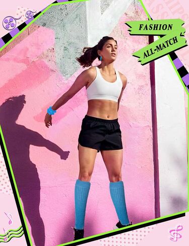 80s Costume Accessories for Women Neon Scrunch Socks Hair Scrunchies Earrings for 80s Retro Party Halloween in Saudi Arabia