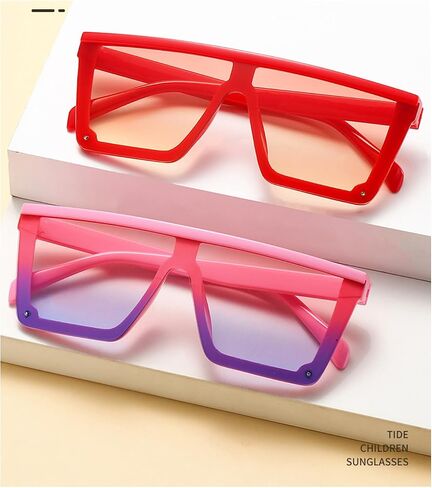 Square Oversized Sunglasses for girls boys, Fashion Flat Top Big Frame Shades Sunglasses for kids in Kuwait