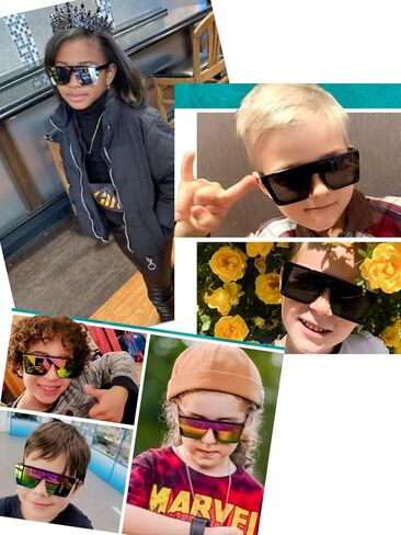 Square Oversized Sunglasses for girls boys, Fashion Flat Top Big Frame Shades Sunglasses for kids in Kuwait