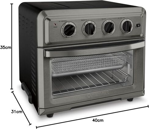 مقلاة هوائية كويزينارت + فرن محمصة حراري، فرن 8-1 مع خيارات خبز وشواية وشواية ودافئة، ستانلس ستيل، TOA-70 (أزرق داكن) in Kuwait