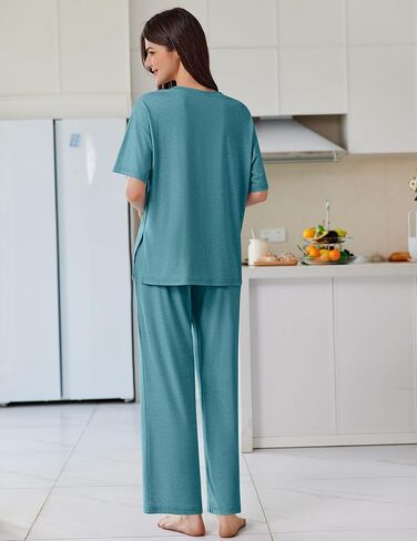 Ekouaer Lounge Sets for Women Short Sleeve Pullover Tops and Long Pants Soft Pajamas Set 2 Piece Outfits S-XXL in Saudi Arabia