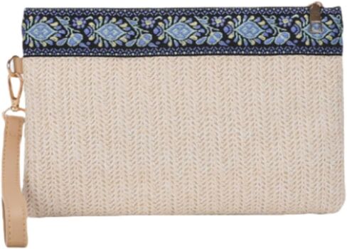 Komociya Straw Clutch Purses for Women, Bohemian Wristlet Wallets Summer Woven Straw Bags Casual Handbag in Saudi Arabia