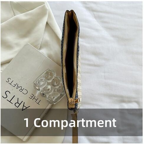 Komociya Straw Clutch Purses for Women, Bohemian Wristlet Wallets Summer Woven Straw Bags Casual Handbag in Saudi Arabia