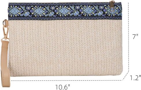 Komociya Straw Clutch Purses for Women, Bohemian Wristlet Wallets Summer Woven Straw Bags Casual Handbag in Saudi Arabia