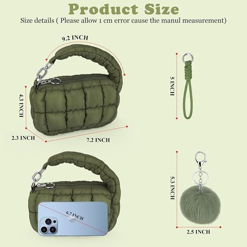 Women Quilted Wristlet Bag Puffer Handbags Purse in Kuwait