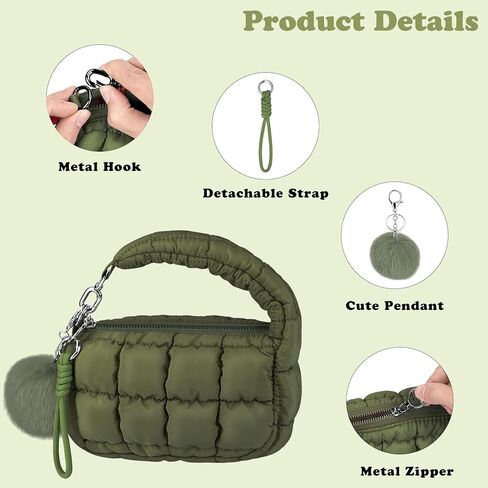 Women Quilted Wristlet Bag Puffer Handbags Purse in Kuwait