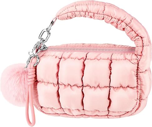 Women Quilted Wristlet Bag Puffer Handbags Purse in Kuwait