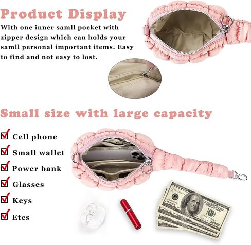 Women Quilted Wristlet Bag Puffer Handbags Purse in Kuwait