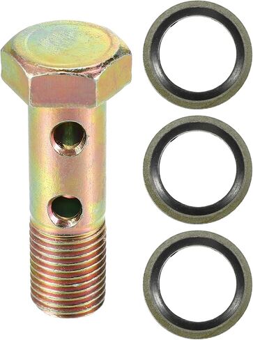 مجموعة مزدوجة Banjo Bolt Kit ، M12x1.25 طول 45 ملم متري الخيط توربو خط الفرامل محول عالمي للسيارة نغمة برونزية معدنية مع معادن ث/غسالات in Kuwait