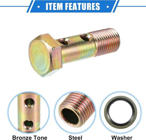 مجموعة مزدوجة Banjo Bolt Kit ، M12x1.25 طول 45 ملم متري الخيط توربو خط الفرامل محول عالمي للسيارة نغمة برونزية معدنية مع معادن ث/غسالات in Kuwait