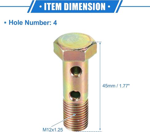 مجموعة مزدوجة Banjo Bolt Kit ، M12x1.25 طول 45 ملم متري الخيط توربو خط الفرامل محول عالمي للسيارة نغمة برونزية معدنية مع معادن ث/غسالات in Kuwait