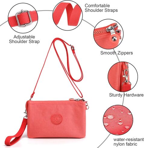 Small Crossbody Bag for Women Lightweight Nylon Shoulder Handbag Multi Pocket Clutch Purse Mobile Phone Bag in Saudi Arabia