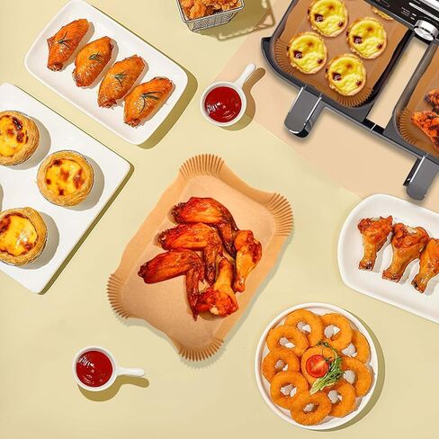 100Pcs Air fryer Baking Paper Rectangular - Air Fryer Baking Liners for Ninja Foodi DualZone 2-Basket Air Fryer DZ201, DZ401, FG551 Foodi Smart XL 6-in-1 Indoor Grill, Ninja Air Fryer Accessories in Kuwait