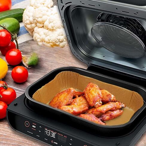 100Pcs Air fryer Baking Paper Rectangular - Air Fryer Baking Liners for Ninja Foodi DualZone 2-Basket Air Fryer DZ201, DZ401, FG551 Foodi Smart XL 6-in-1 Indoor Grill, Ninja Air Fryer Accessories in Kuwait